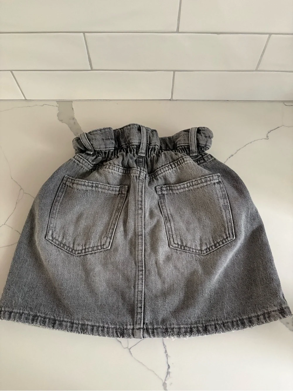 ZARA Girls Black Washed Denim Skirt